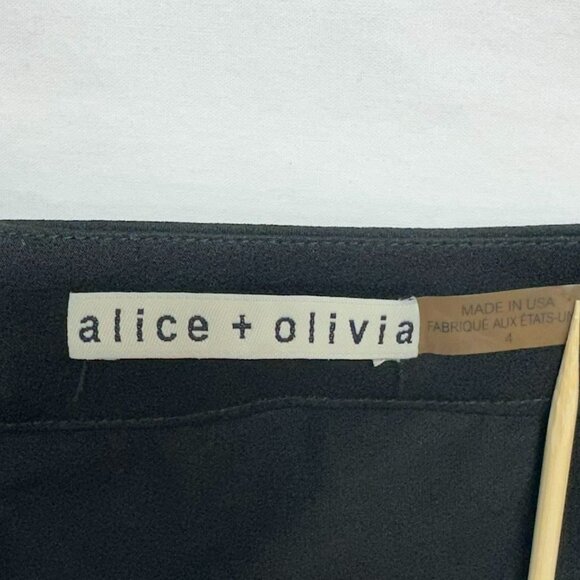 Alice and Olivia Classic Black Wide Leg Pants Size 4, 30" Inseam 16" Leg Flare - Picture 2 of 9